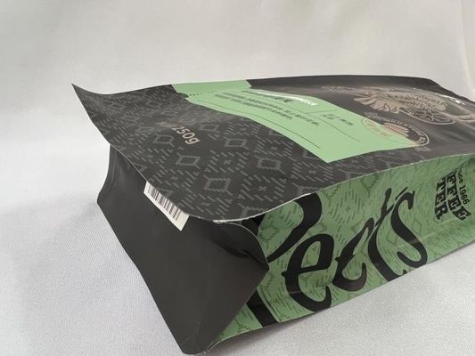 Vierkante bodem Matte Printing Kraft papieren koffiezak met klep