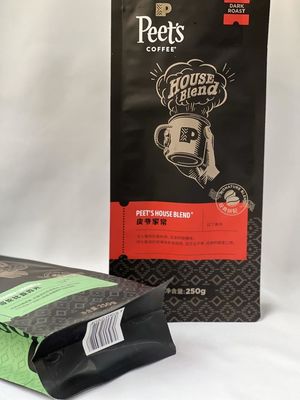 Hersluitbare dooszak Koffiezak Mylar Flat Bottom Stand Up voor gebrande koffiebonen