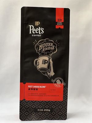 Hersluitbare dooszak Koffiezak Mylar Flat Bottom Stand Up voor gebrande koffiebonen