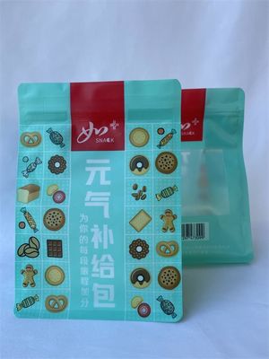 Bedrukte Mylar plastic zakken met platte bodem Aangepast logo voor snacks