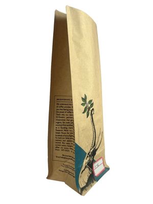 Industriële papieren koffieverpakkingszak met platte bodem
